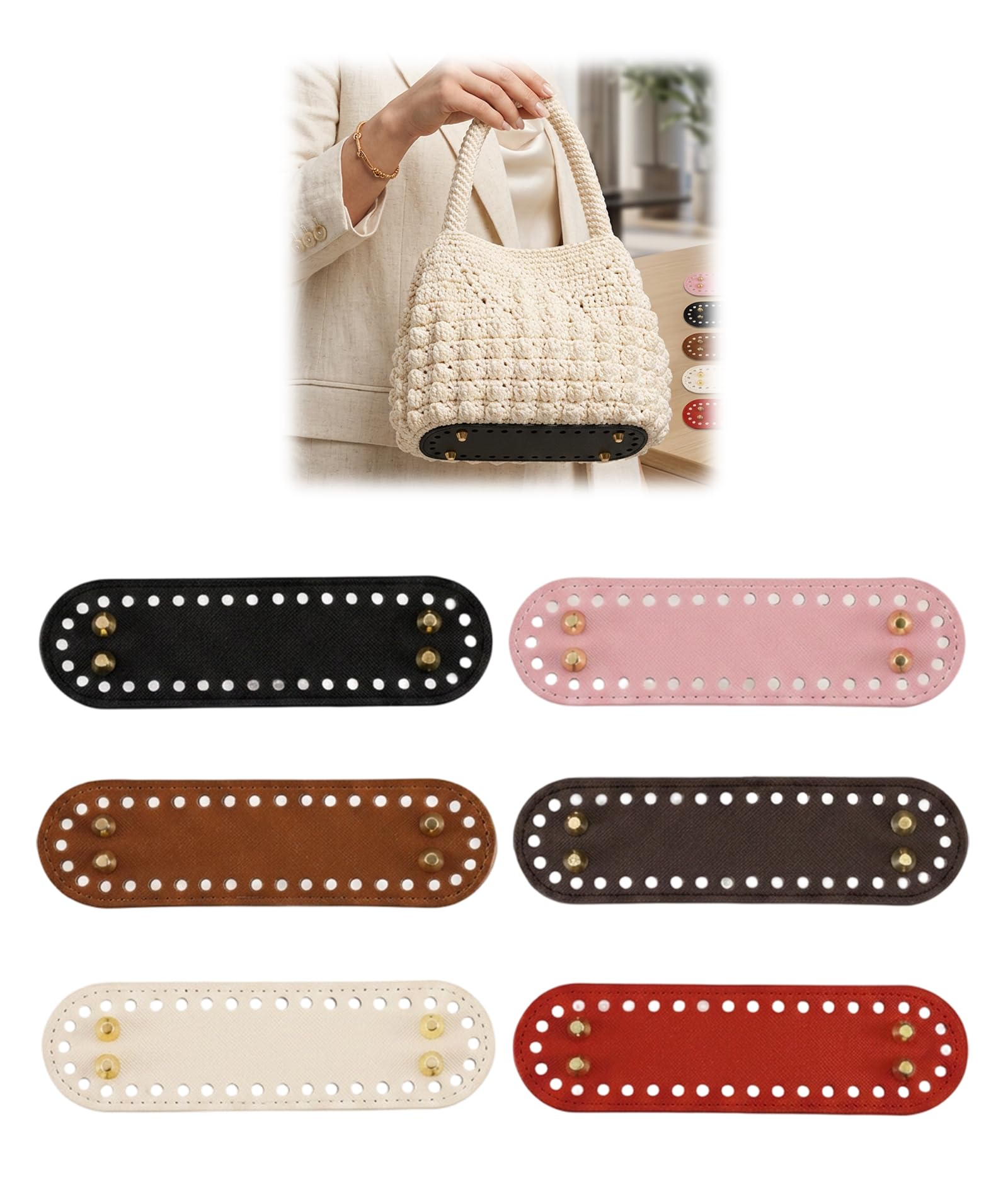 Vihaanta 6PCS Crochet Bag Base, Multipurpose Bag Making Foundation, Six Piece Set with Assorted Colors, for Creating Structured Tote Bags and Fashionable Purses, Crafting Essential for DIY Projects-image-12