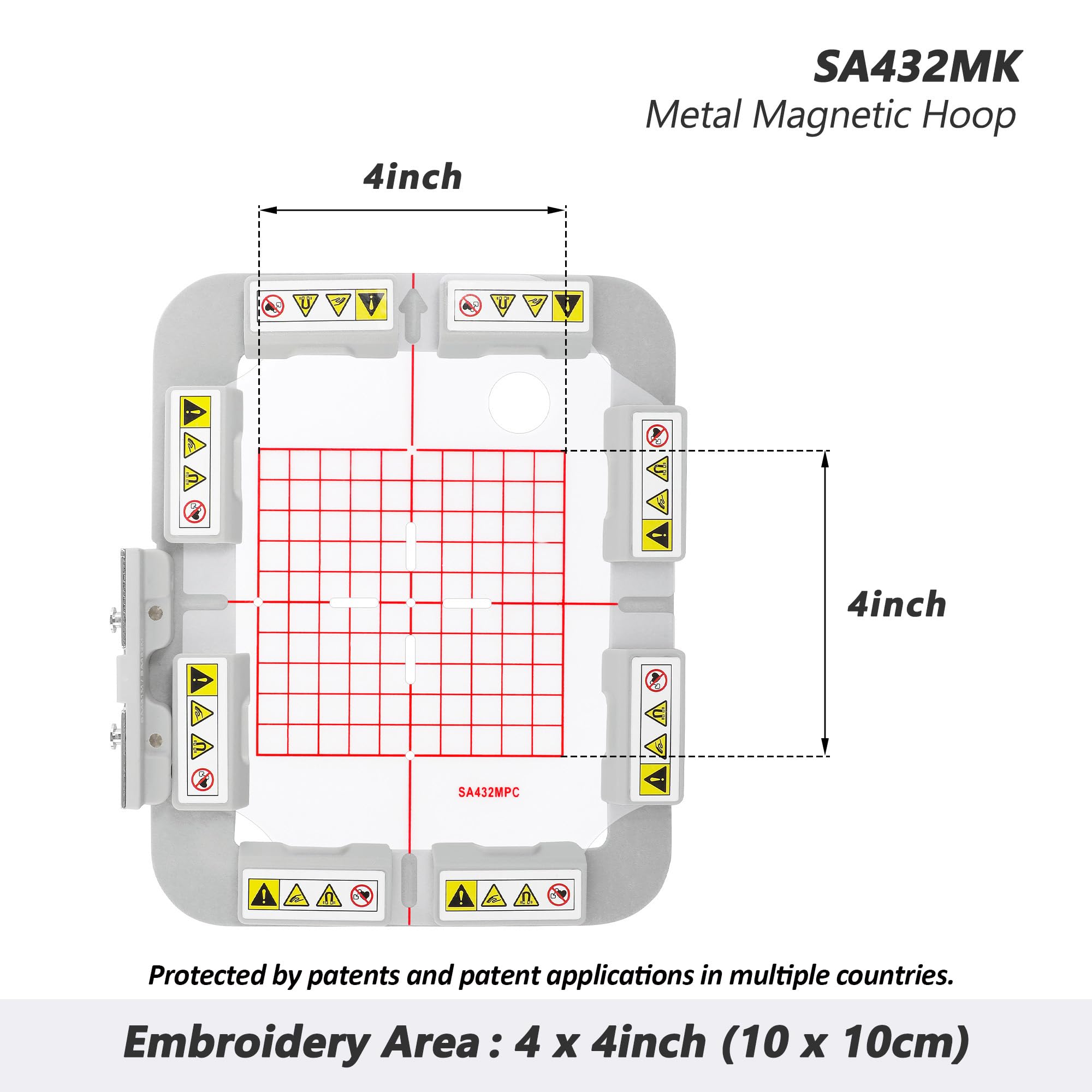 Sew Tech Aro de bordado magnético para máquinas de bordado Brother SE700 SE725 SE600 SE625 SE630 SE400 SE425 PE550D PE540D PE545 PE535 PE525 PE500 NS1750D NS1850D M380D Babylock 0.06 pulgadas x 4