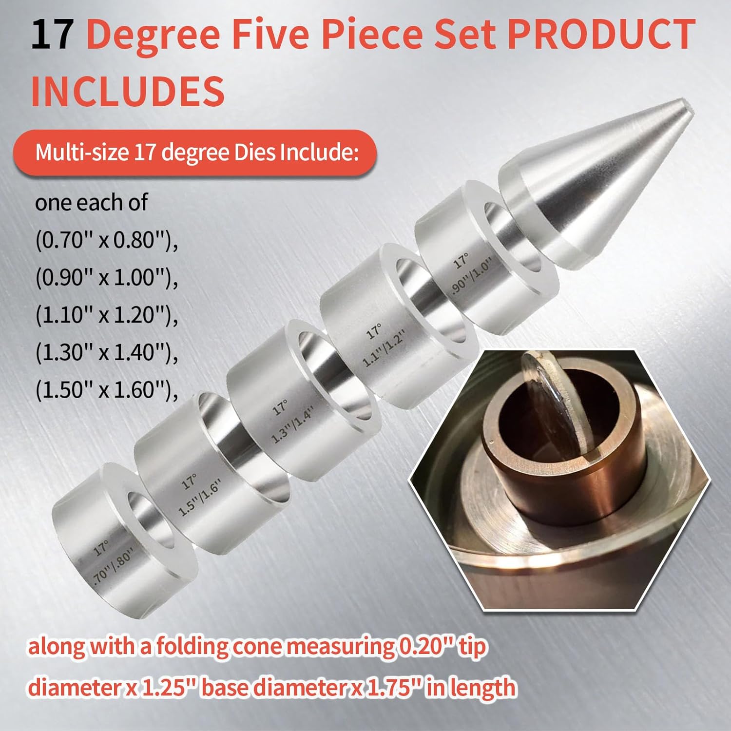 Coin Folding Cone Die Set 17 Degree 5-Piece Set,Coin Making Tool,Folding Reduction Die,Stainless Steel Stabilizer