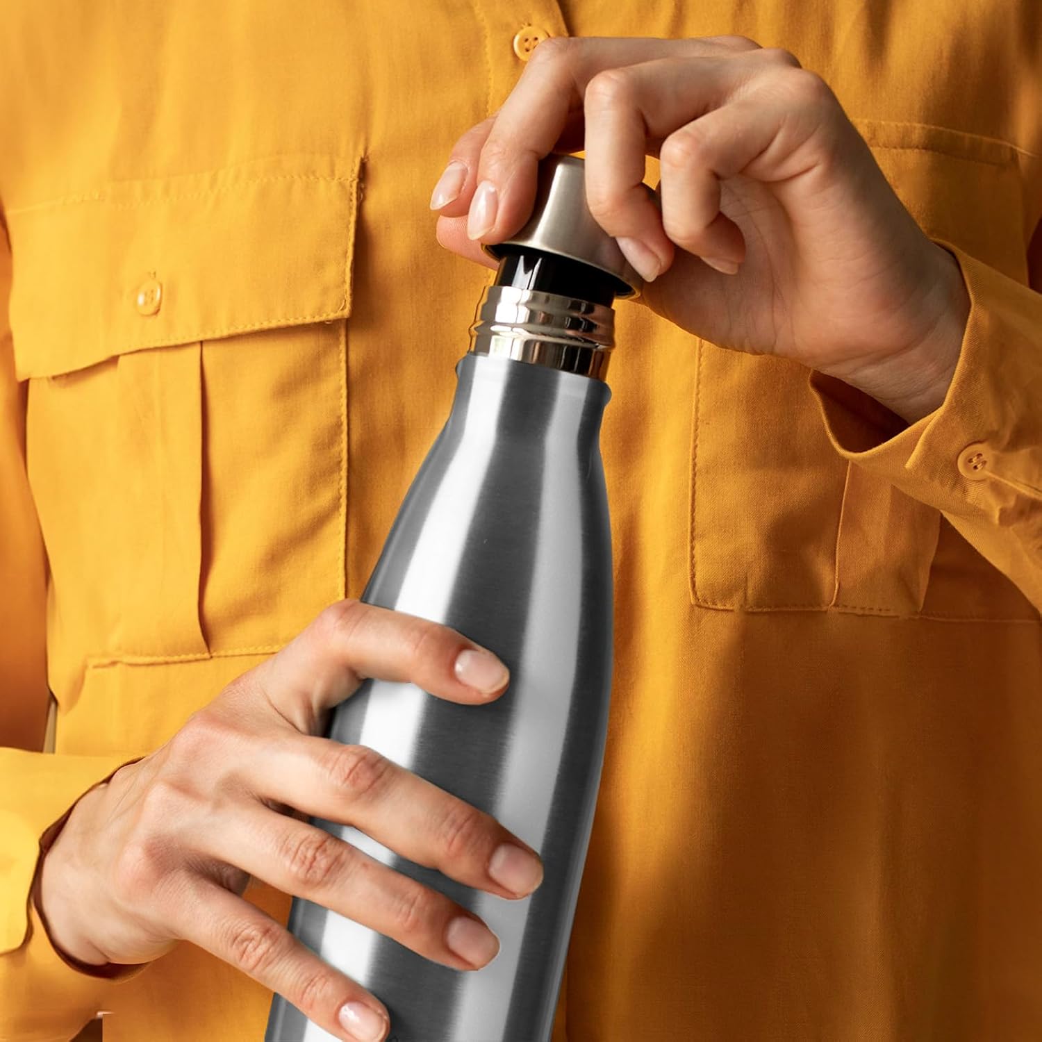 Mont-Clair H2O Stainless Steel Water Bottle, Vacuum insulated - BPA Free, 12h Hot & 24h Cold Drinks, Metal Water Bottle 17oz Leakproof, Ideal for Adult, Kids, Running - Silver - Image 5