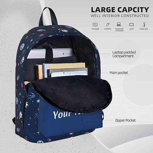 Miniatura 5 de Mochila personalizada para niñas y niños, mochilas personalizadas con nombre para niños, mochilas escolares personalizadas para picnic, Espacio -
