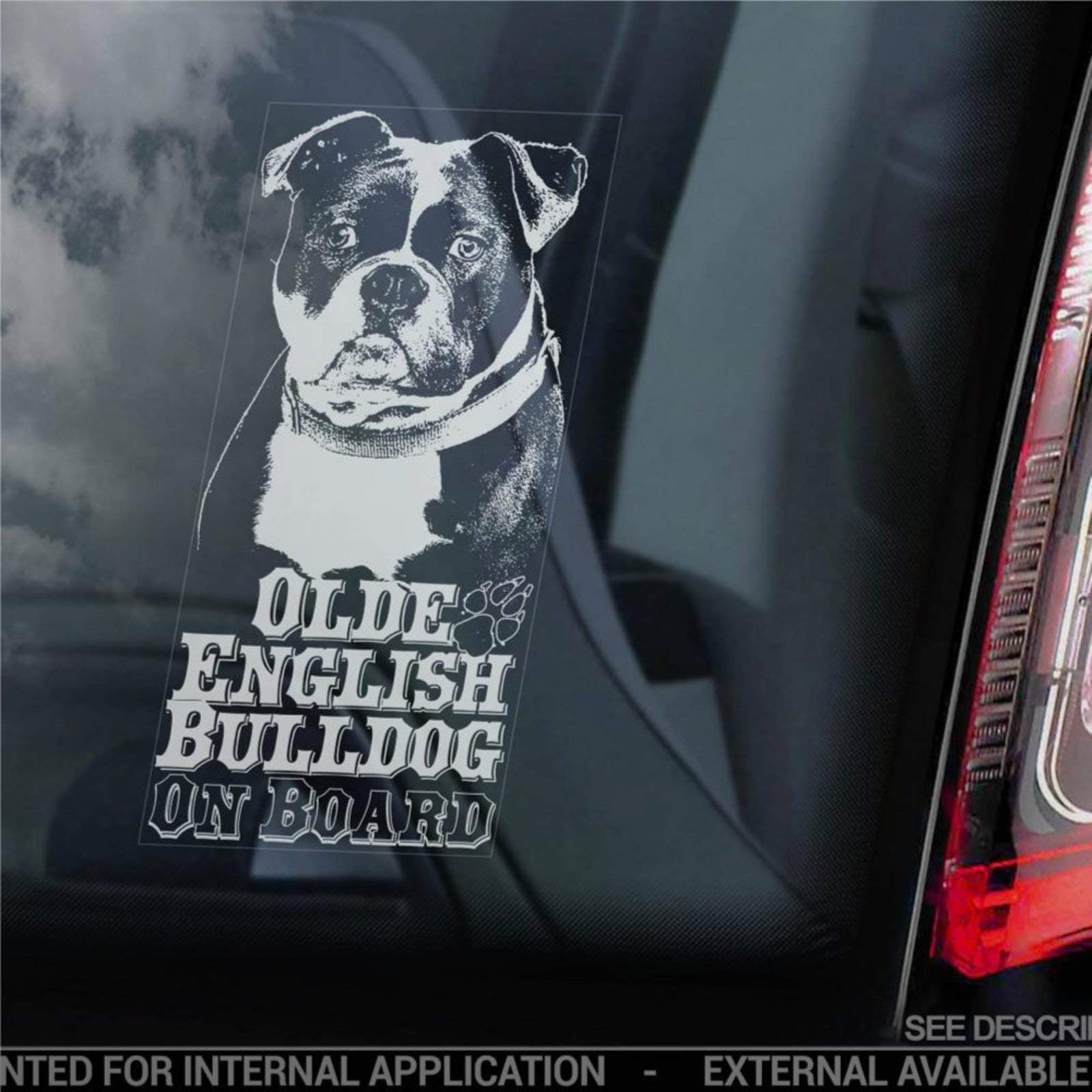 Olde English Bulldog on Board Car Sticker Old Bully Sign Bumper Decal Car Decal Vinyl Decal Window Sticker Bumper Stickers Die Cut Decals Present