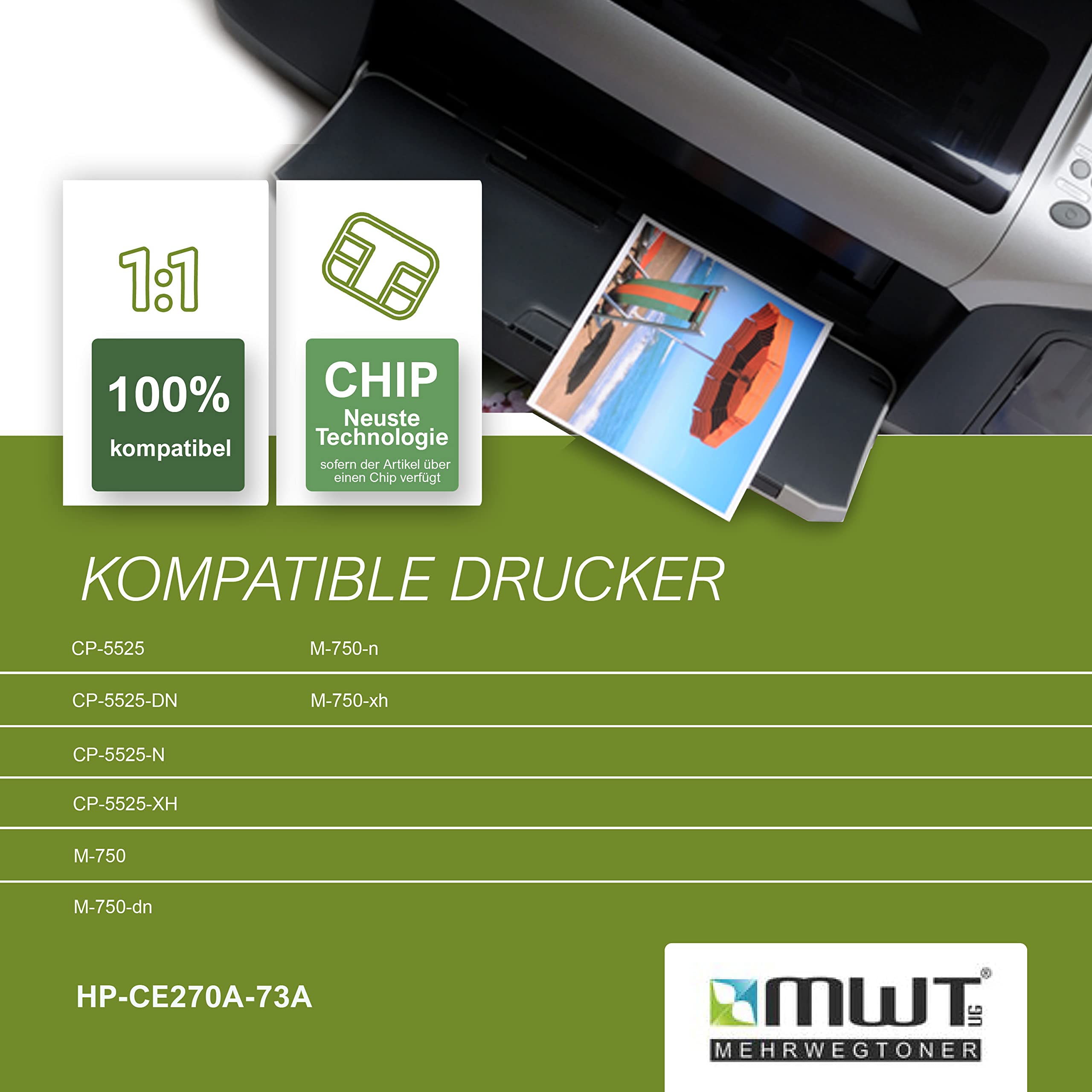 Mehrwegtoner Toner 4X toner kompatybilny jako zamiennik do HP Color Laserjet Enterprise CP5525 zastępuje CE270A-73A 650A