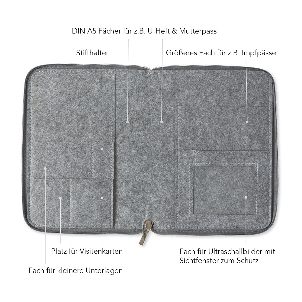 Mom Organiseur En Feutre Cœur Et Papillon - Protection Carnet De Maternité Et Carnet De Santé