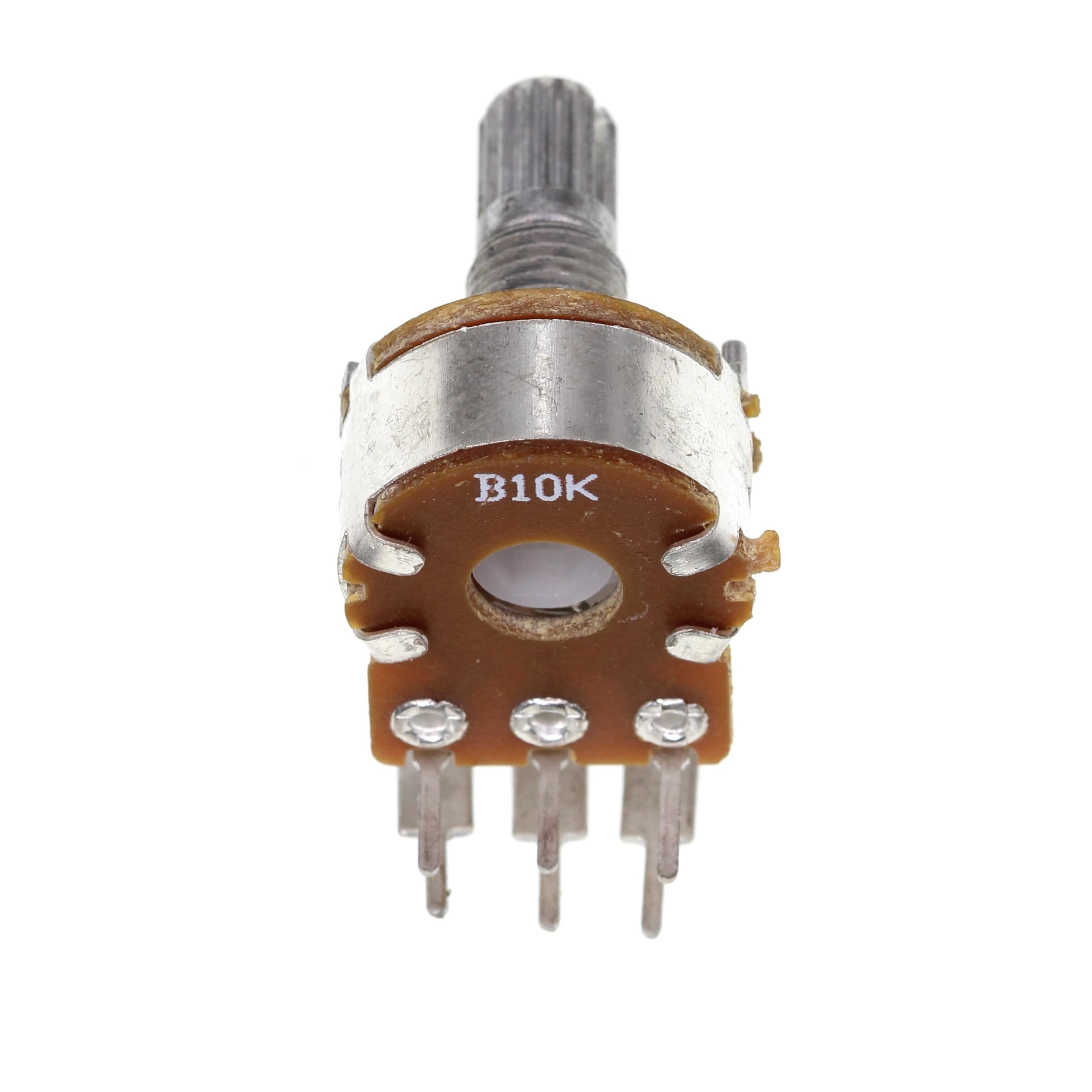(Pack of 10) WH148 Vertical Dual Gang Outward Bending 6 Pins Potentiometer B10K 10K Ohm Variable Resistors 15mm knurled Shaft Aluminum Alloy Knob Caps - Image 4