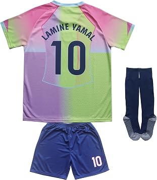 LeenBD #10 Y.Custom Special Kids Soccer Jersey Shirts Football Futbol Socks Set Youth SizesGreen,26