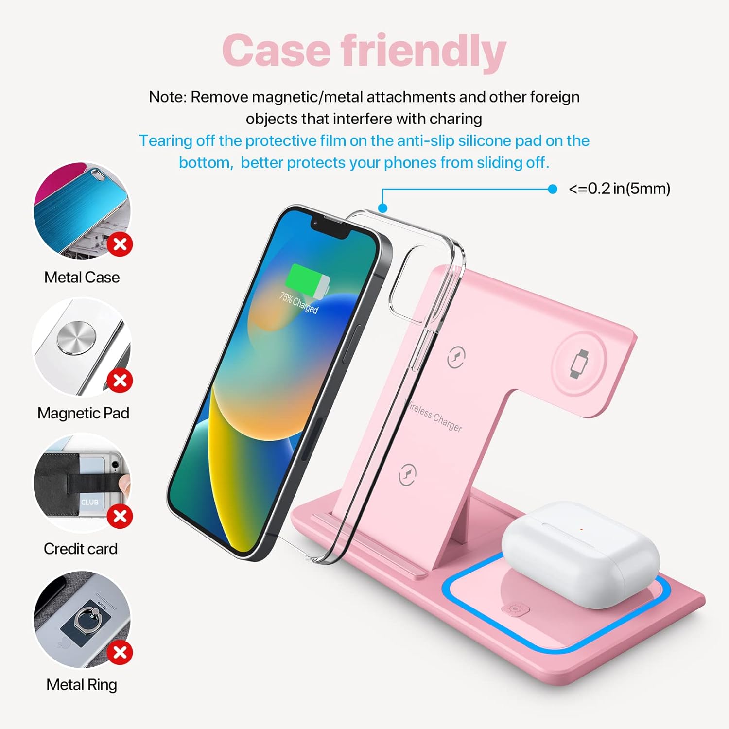 Wireless Charging Station, 3 in 1 Foldable Wireless Charger Stand, Wireless Charging Stand for iPhone 13/12/12 Pro/12 Pro Max/11/XS Max/XS/XR/X/8P, Airpods 2/pro, Apple Watch, and Samsung Galaxy