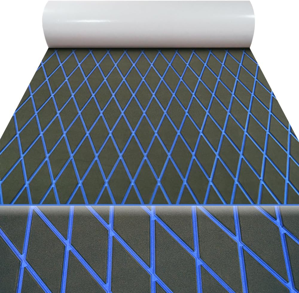 98.4"×45.2" Self-Adhesive Boat Flooring EVA Foam Boat Decking Sheet Non-Slip for Fishing Suitable for Yachts,Gardens,Kart,etc