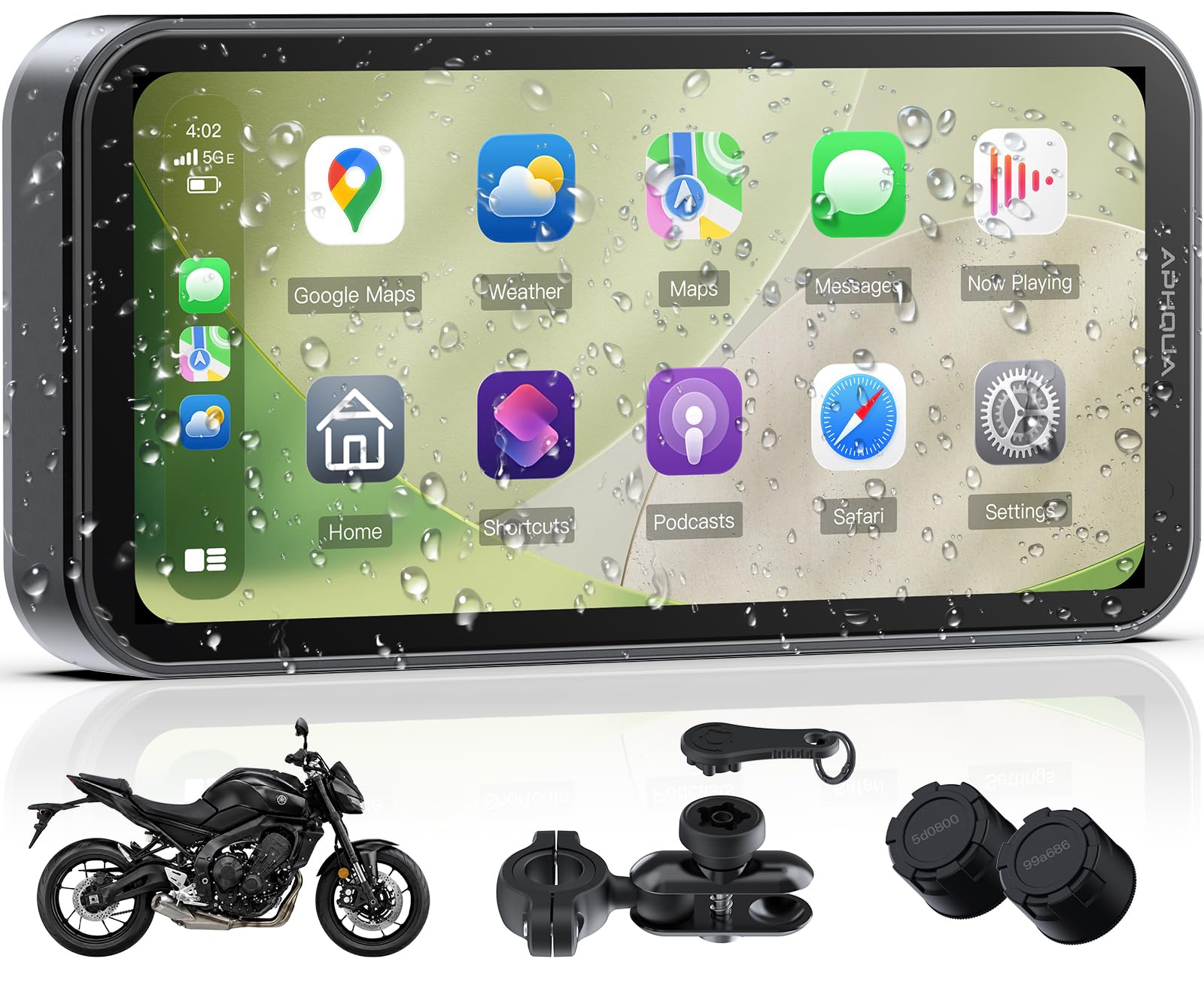 Motorrad CarPlay Display 6.25 Zoll, IP67 Wasserdicht, TPMS, USB/Acc | kabelloses CarPlay und Android Auto, (TPMS), Dual-Bluetooth, GPS, USB/Acc-Stromversorgung
