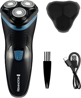 Remington Afeitadora eléctrica giratoria R1 para hombre (afeitado en seco, 30 minutos de funcionamiento, recortadora emergente, cuchillas flexibles y cuello giratorio, uso inalámbrico, carga USB-C,