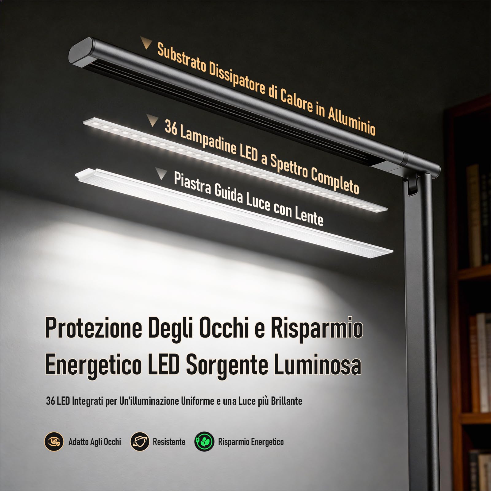 Jeebel Lampada Scrivania Wireless, 5000mAh Batteria LED Desk Lamp con Touch Dimmerazione Continua, 3 Temperature Colore, Angolo di Illuminazione Regolabile 180°, Portatile Luce Scrivania per Ufficio