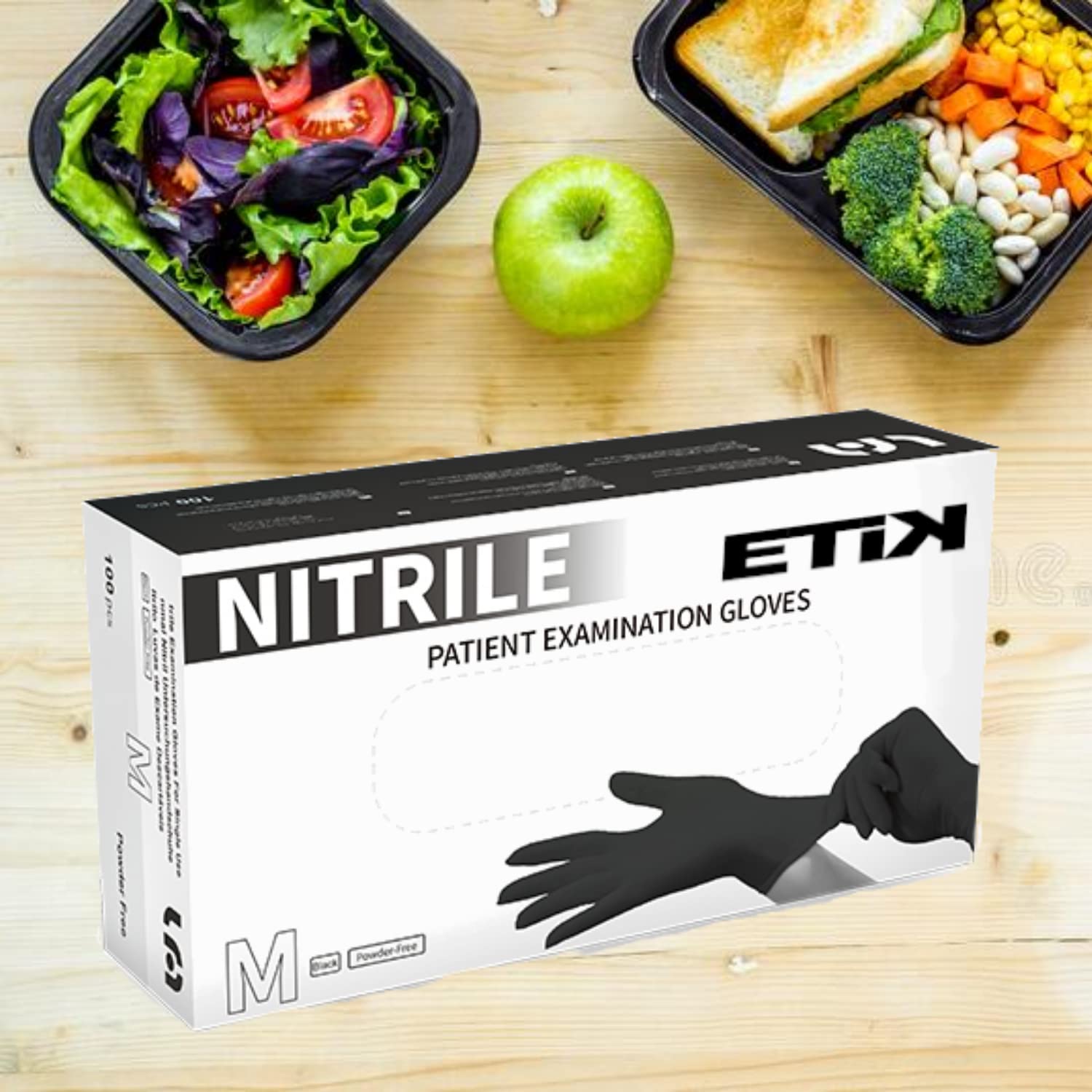 AMPRI Guanti in nitrile nero, 100 pezzi/scatola, taglia S, senza polvere, stile nero by Med-Comfort: guanti monouso in nitrile disponibili nelle taglie XS, S, M, L, XL, XXL