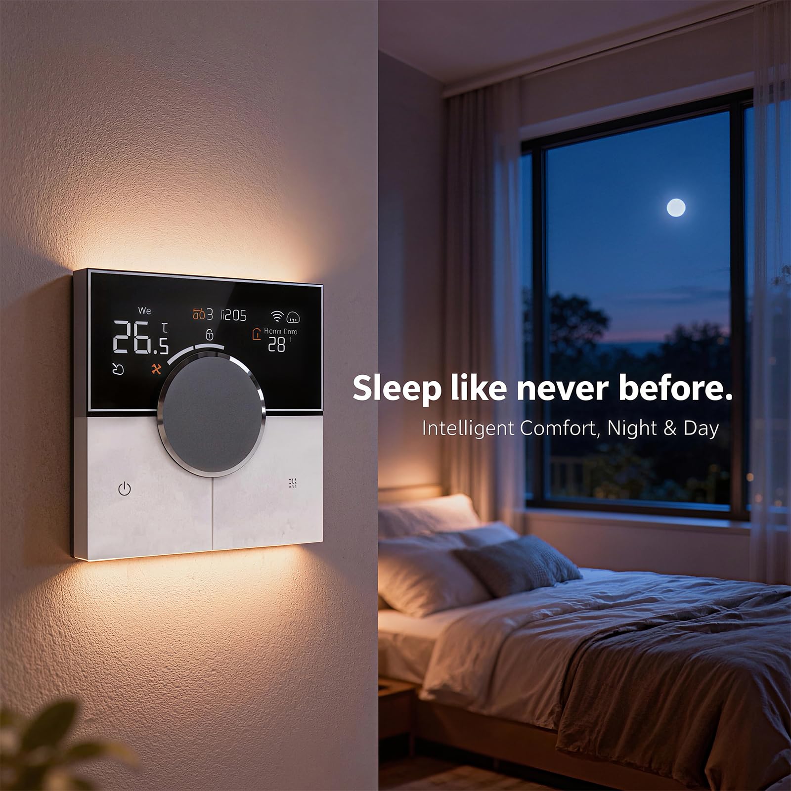 Inteligentny termostat WiFi z pokrętłem, programowalny elektryczny termostat grzewczy, kompatybilny z Alexa i Google Home, 16 A, 95-240 V