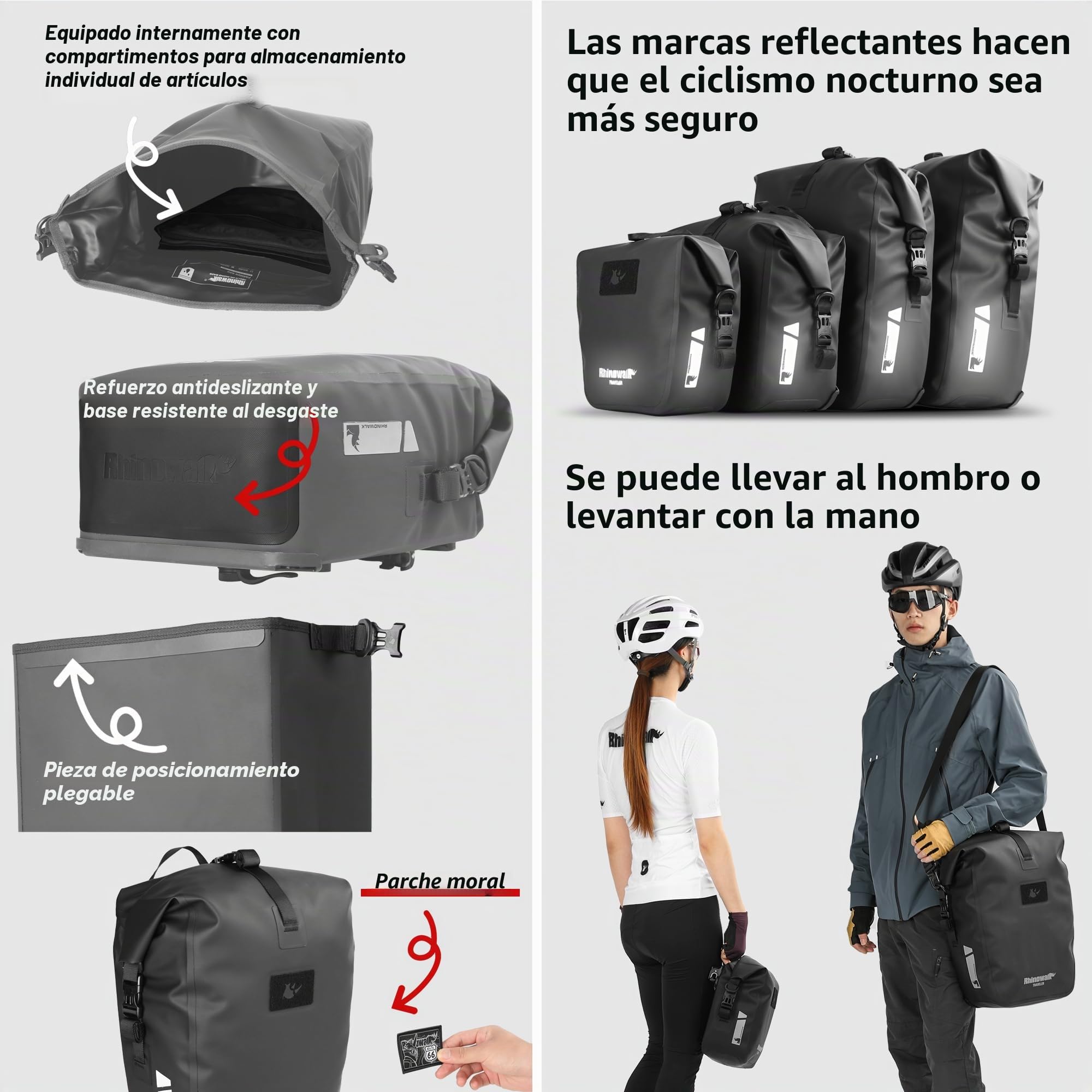 Rhinowalk Bolsa para bicicleta impermeable de 20 L, bolsa de bicicleta, bolsa de hombro para laptop, bolsa de viaje, accesorios de ciclismo profesionales (1 unidad)