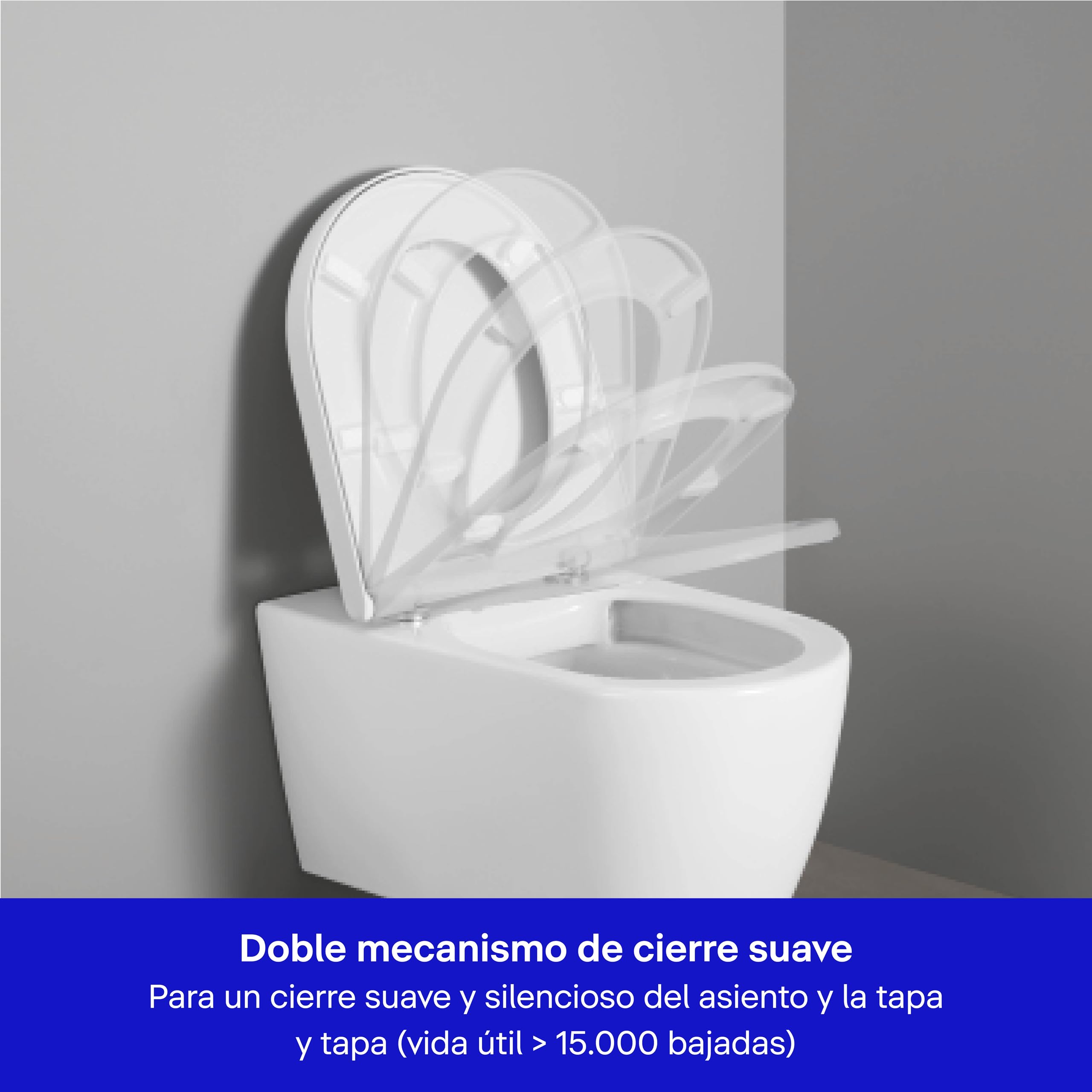 Duravit tapa wc universal, asiento de inodoro en forma de D, tapa con doble mecanismo de cierre suave, cierre rápido para instalación, blanco