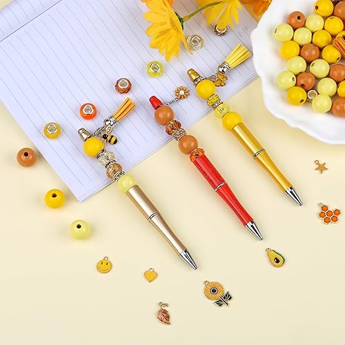 Miniatura 5 de WEWAYSMILE 12 bolígrafos de cuentas con cuentas surtidas de colores, kits de manualidades, bolígrafos de cuentas de tinta negra para suministros de