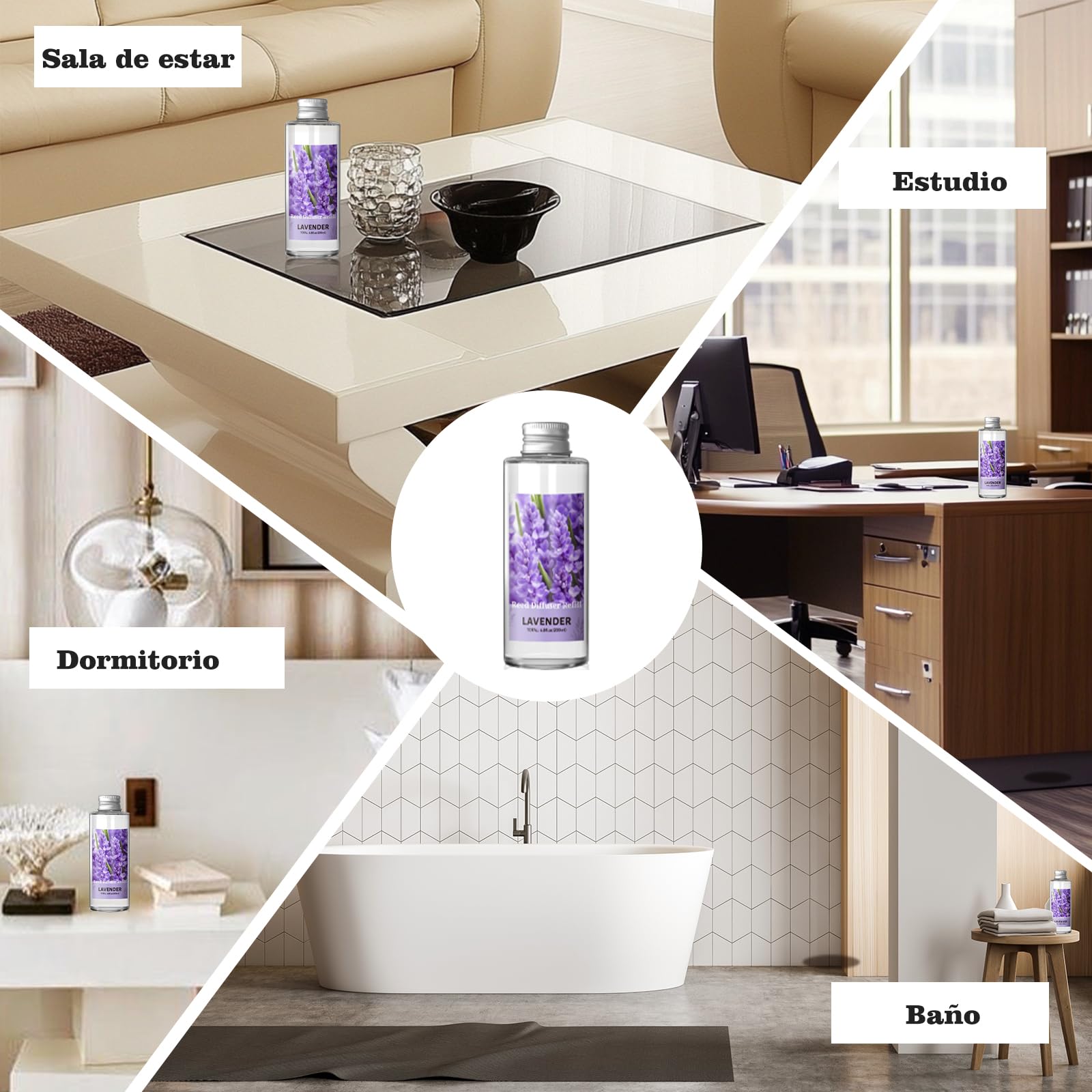 SCENTORINI Difusor De Fragancia para Habitación Lavanda 200ML Recambio De Aceite Esencia, Ambientadores De Hogar Fragancia Duradera para El Hogar, Baño y Decoración De Habitación