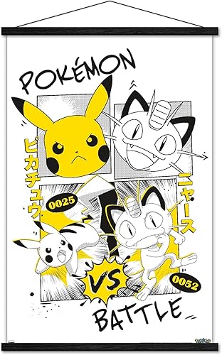 Trends International Pokémon - Póster de pared de anime de batalla con marco magnético
