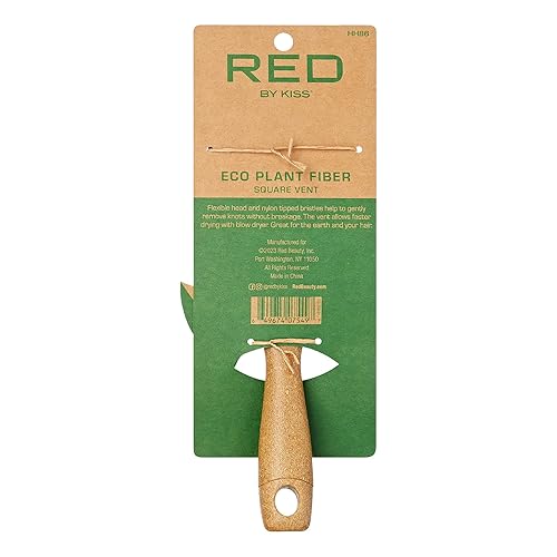 Miniatura 9 de Cepillo de pelo rojo, cepillo desenredante de fibra ecológica para mujeres y hombres, cepillo de pelo con cerdas con punta de bola, desenredante