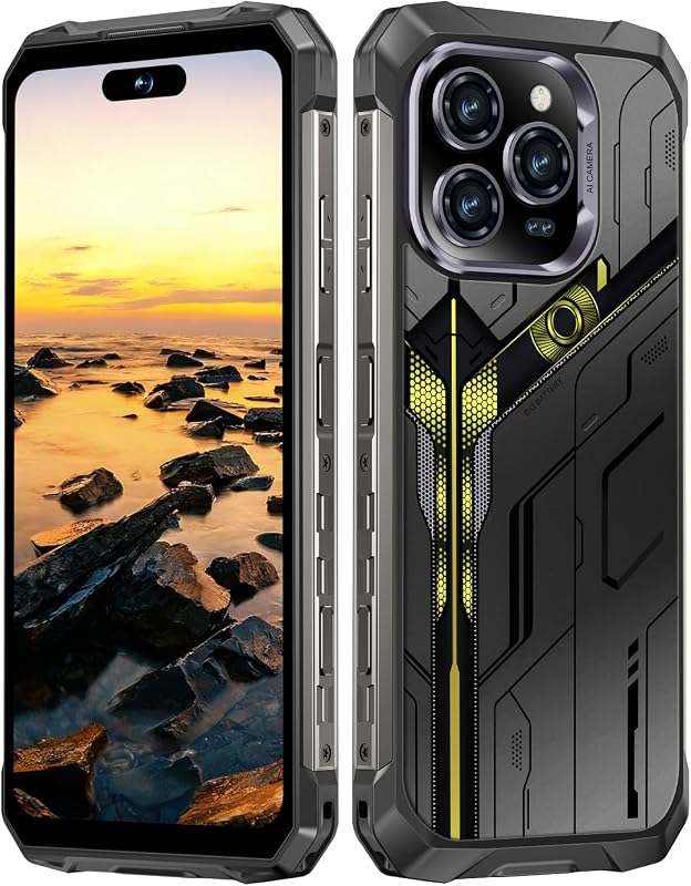 Titan X pro Rugged Armor Teléfono celular desbloqueado, 32+1 TB Smartphone 7" HD Pantalla Android 15 Batería 12800mAh AI Teléfono desbloqueado (Titan X pro Black, 1, TB)