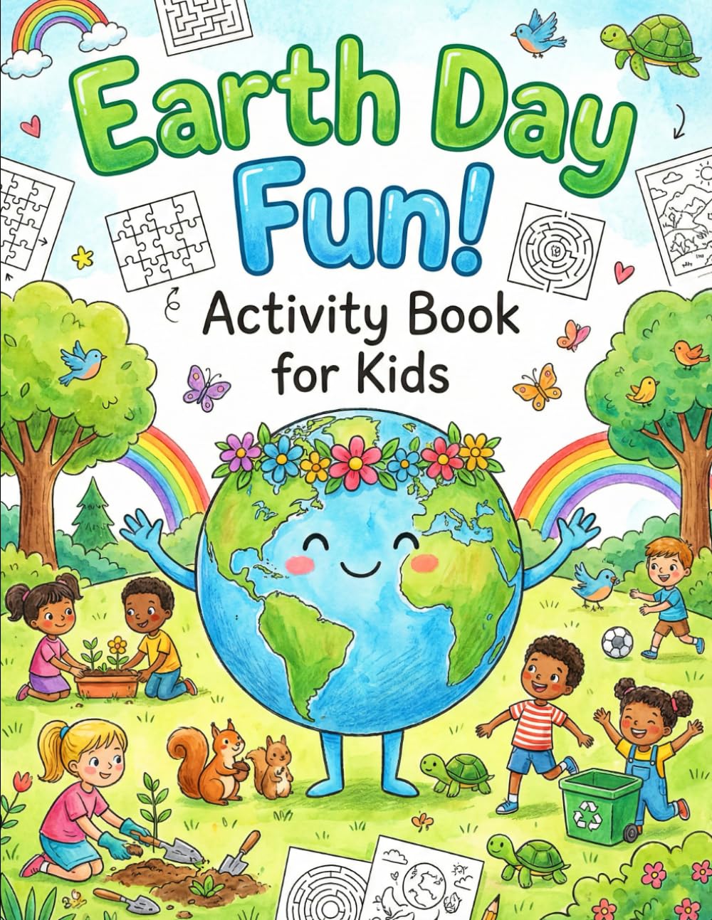 Earth Day Fun Activity Book for Kids: Fun & Educational Puzzles, Coloring Pages, Mazes, Word Searches & Eco Games to Celebrate Our Planet