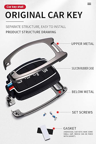 Miniatura 4 de ontto Funda para llavero Hyundai de 4 botones, carcasa de metal, protector de llave de silicona antiarañazos, compatible con Hyundai, Elantra,