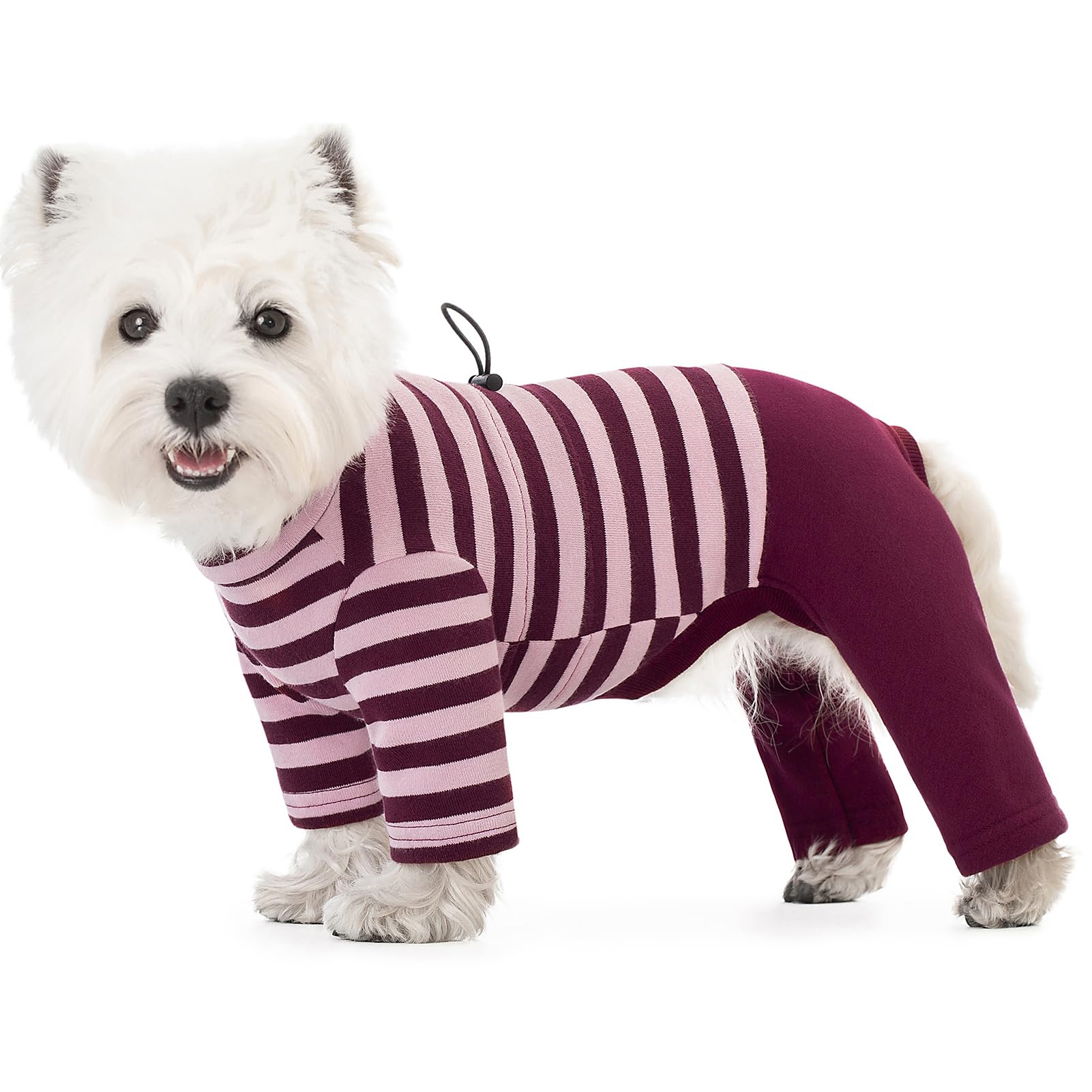 Winter Coat for Dogs - Warm Cotton Cold Weather Striped Round Neck Pajamas, Long Sleeves Jumpsuit, Color-Blocked Clothes for Small Medium Dogs, Onesie