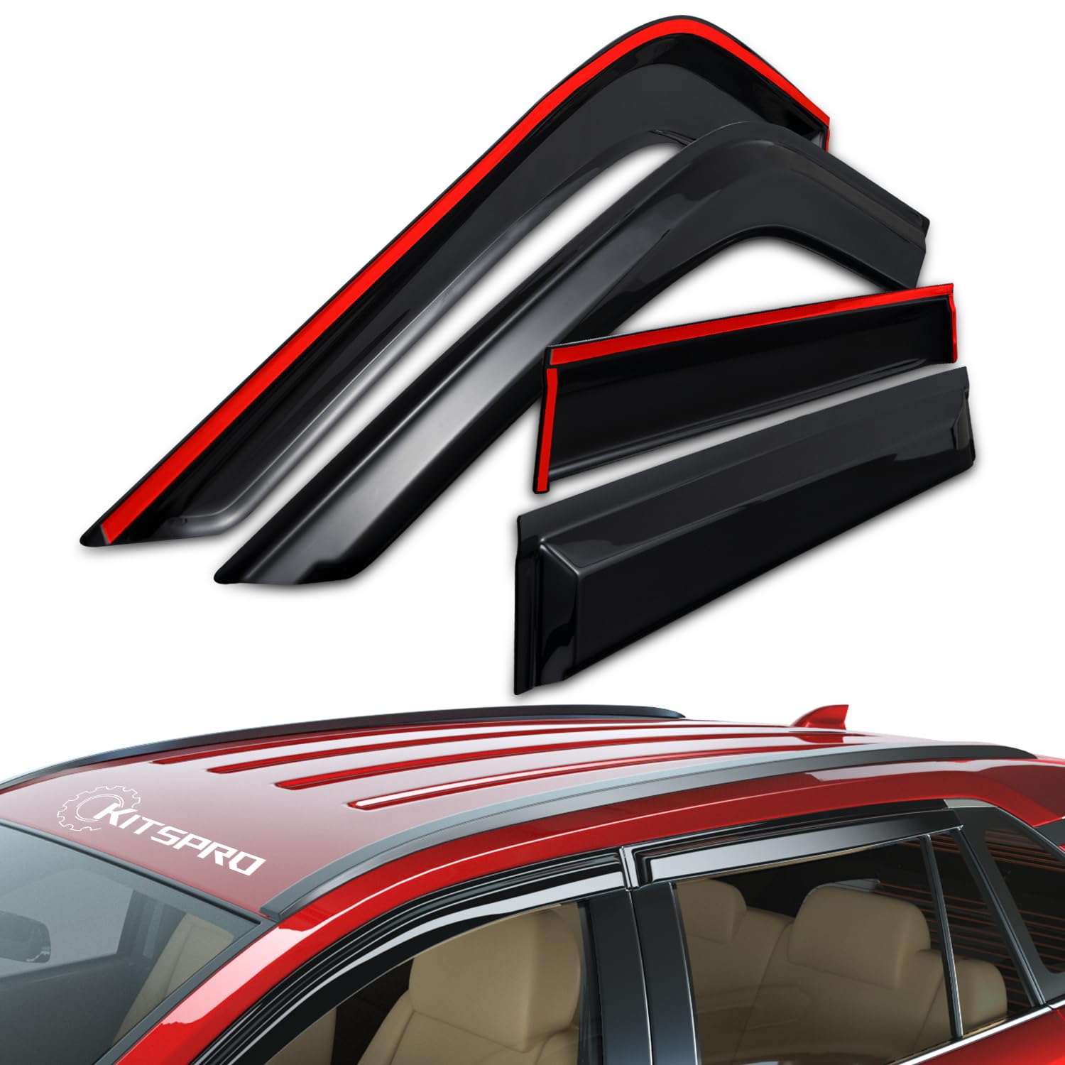 KitsPro Window Deflector Rain Guards for 2020-2023 Ford Explorer Vent Deflectors Window Visors, Dark Smoke