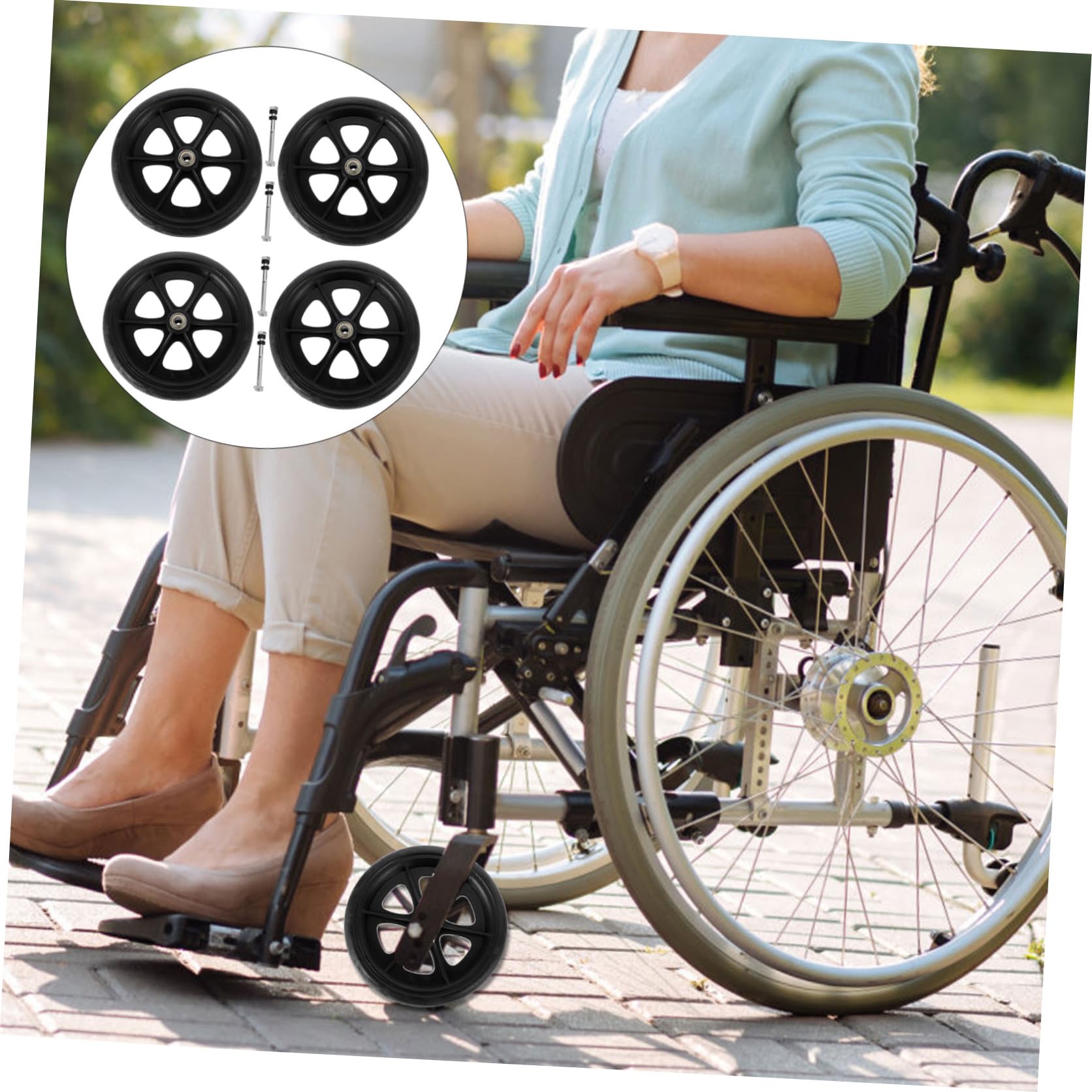 Ruedas de Repuesto para Silla de Ruedas Delanteras Negras Resistentes y Antideslizantes para Adultos Mayores y Pacientes Accesorio Duradero para Sillas de Discapacitados