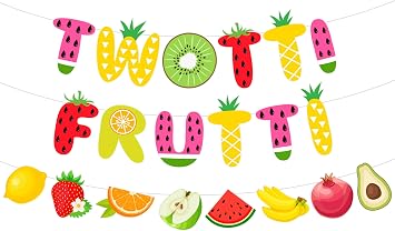 Cheereveal Twotti Frutti Birthday Banner, Twotti Frutty Pear Watermelon Orange Bunting Garland, Summer Fruit 2nd Birthday Party Decorations