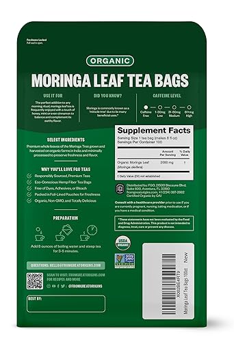 Vista 224 de FGO Té de menta orgánico, 100 unidades, bolsitas de té ecológicas, sin cafeína, el embalaje puede variar (paquete de 1)