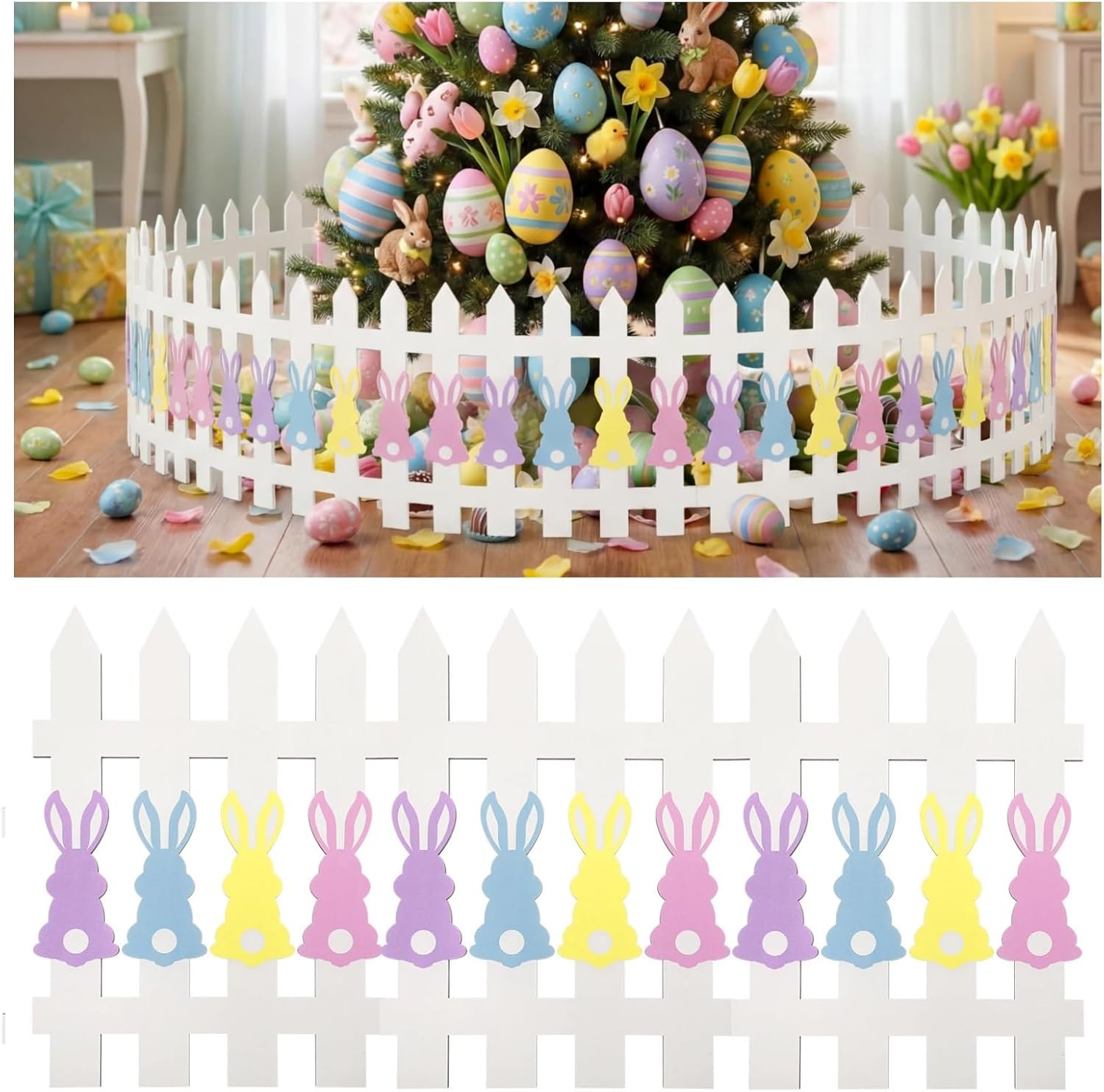 6 Pcs Rainbow Wooden Garden Fence 15.7" H x 72" L Landscape Edging Border, Garden Border Panels Ornamental Fence for Home School Lawn Flower Beds Pathways Outdoor Decor(6 Color)