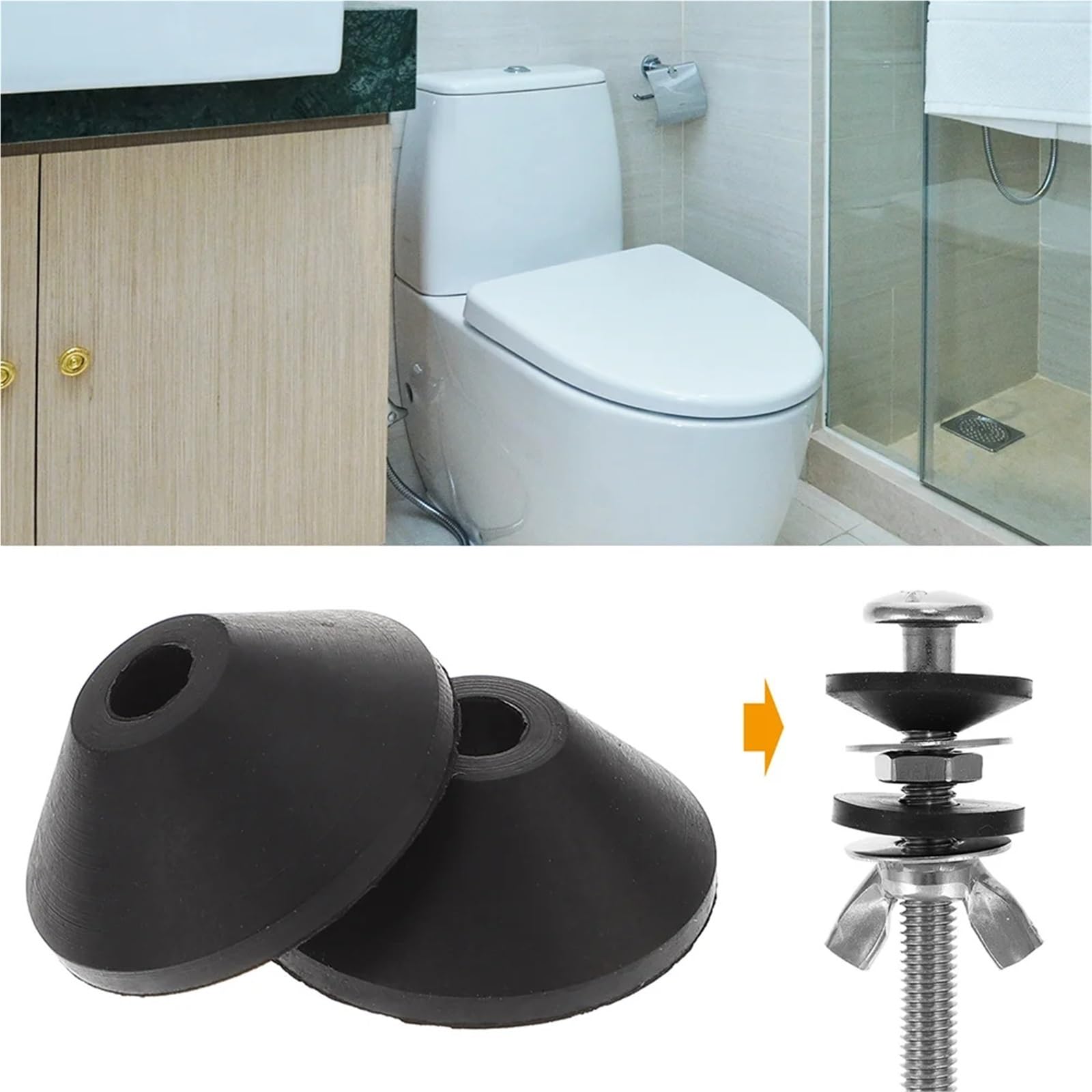 Kit de reemplazo de Pernos para Asiento de Inodoro de Alta Resistencia, Arandelas, 100 Piezas, Pernos a Prueba de Fugas, Parachoques, descargador, Arandelas cónicas para Tanque e instalación