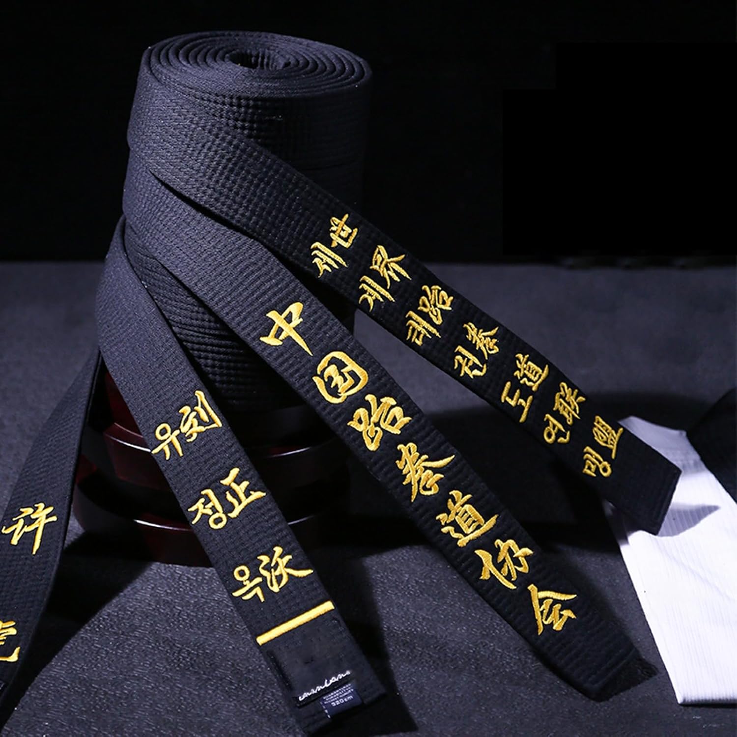 Custom Embroidered Black Belt for Karate Martial Arts Taekwondo Judo, Width 2 inch Taekwondo Black Belt Customize Embroidery