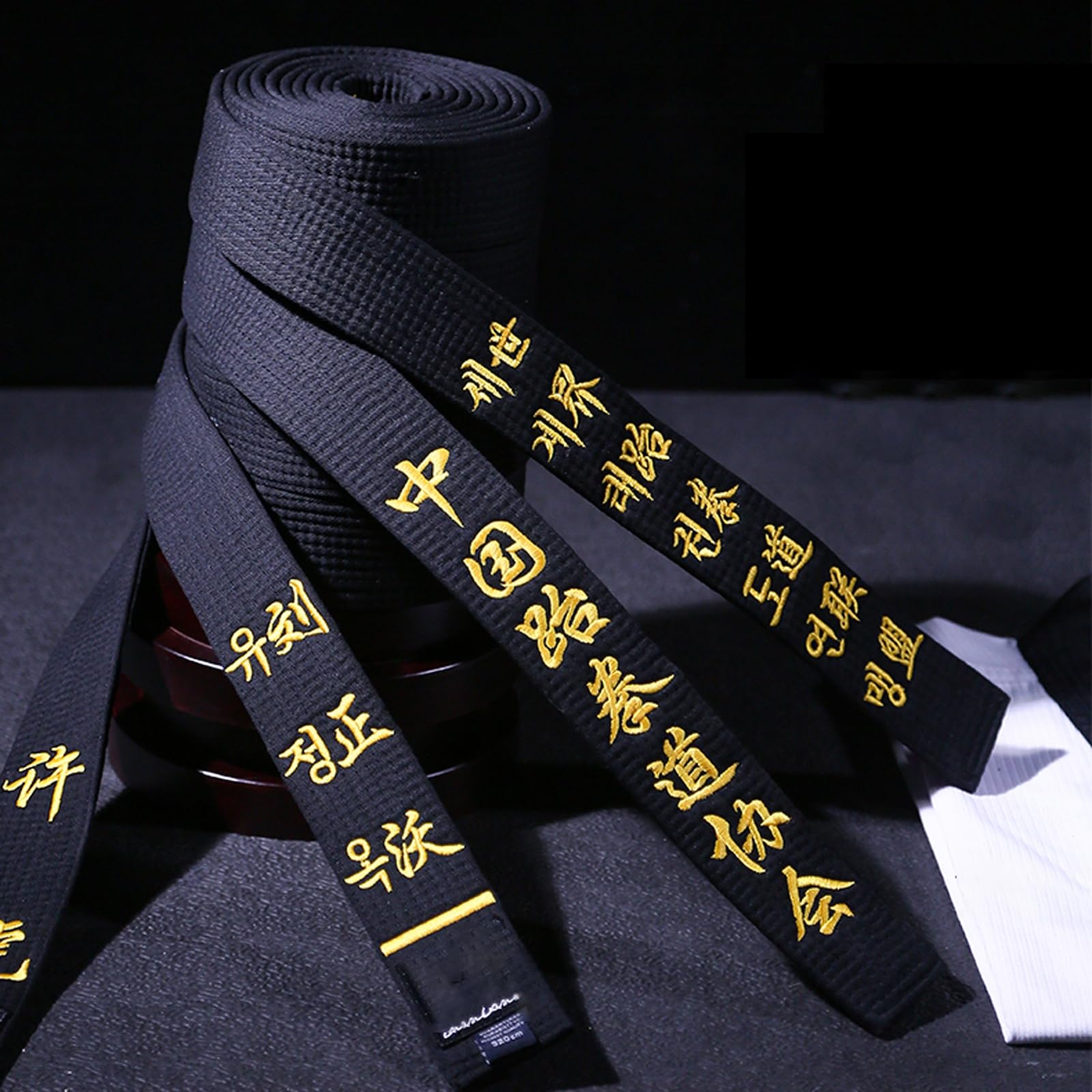 Ceinture Noire brodée personnalisée pour Karaté Arts Martiaux Taekwondo Judo, Largeur 2 Pouces Ceinture Noire Taekwondo Broderie personnalisée