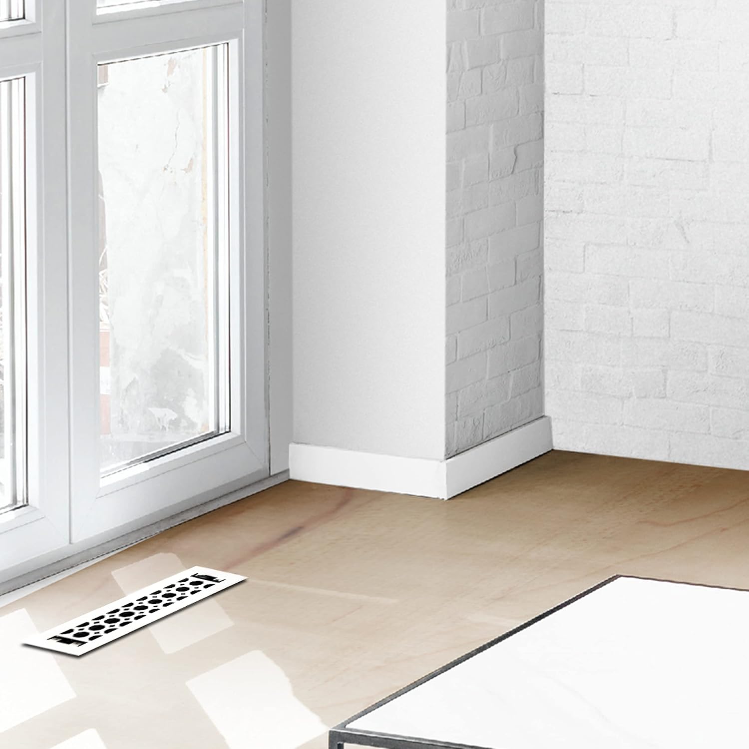 Empire Register Co, Premium Home Vent Covers - 2x10 inch, Honeycomb Design, White Finish, Heavy Duty Air Flow Direction Floor Registers, Metal Damper Attached