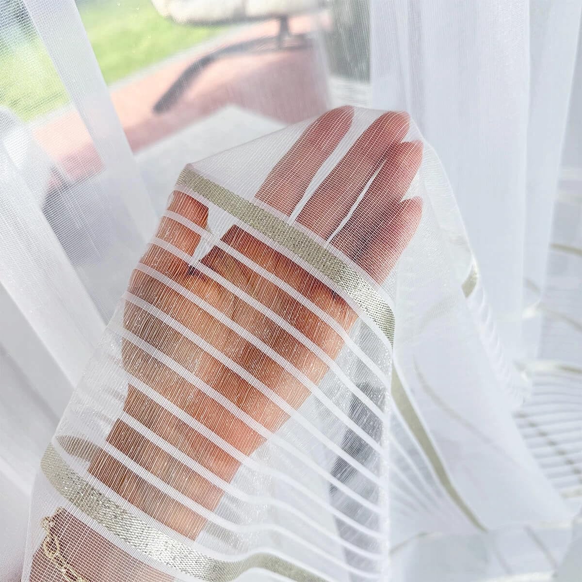 Weiß Jacquard 700x280 cm (BxH) Julietta Scheibengardine Aus Markizette Mit Faltenband 1:2 – Luftige Transparente Gardine Mit Bleiband Saum Höhe Bis 290 cm