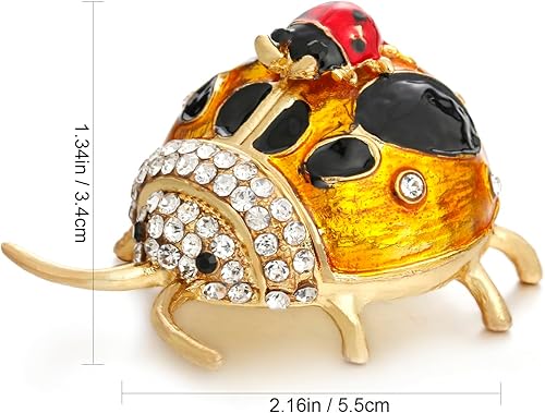 Miniatura 2 de Mini caja de baratijas de mariquita amarilla pintada a mano, decoración única del hogar, recuerdo coleccionable, adorno personalizado elegante hecho