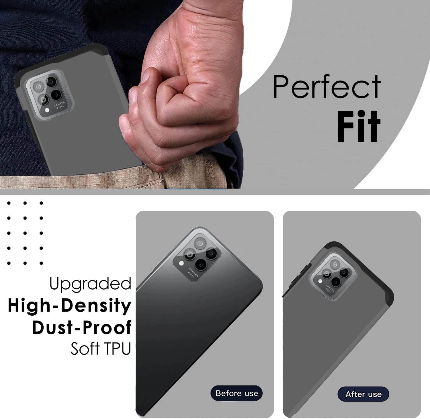 HRWireless Compatible for Revvl 6 Pro 5G Phone Case (Pro Version Quad Camera), Heavy Duty (Magnetic Mount Friendly) Series with Premium Minimalistic Design for Shock Absorption Charcoal Grey