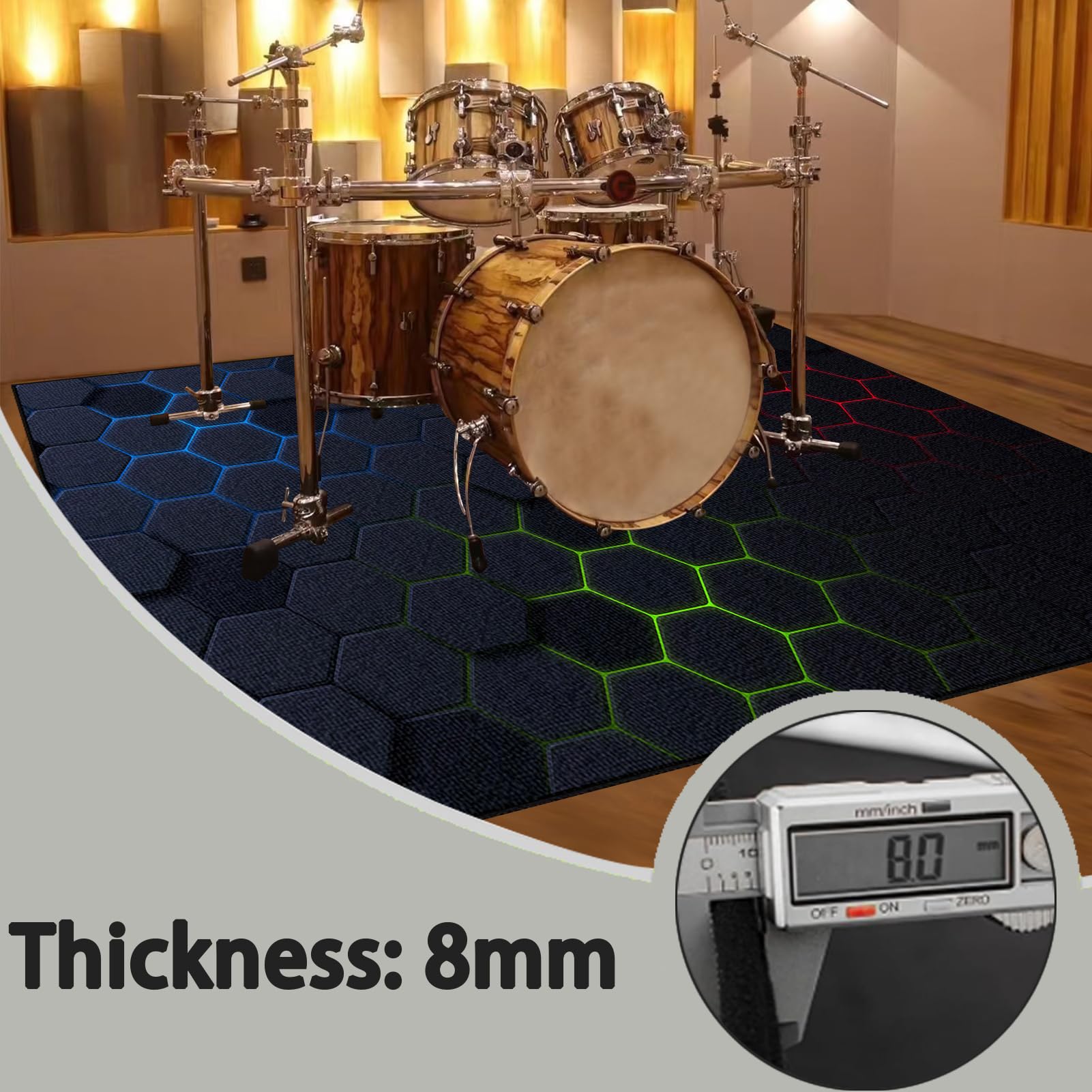 Dywan z baterią akustyczną, dźwiękoszczelny dywanik z baterią, elektroniczny dywanik do bębna basowego, antypoślizgowy do bębna basowego i innych elementów zestawu dywaników do dywanika 180 x 140 cm