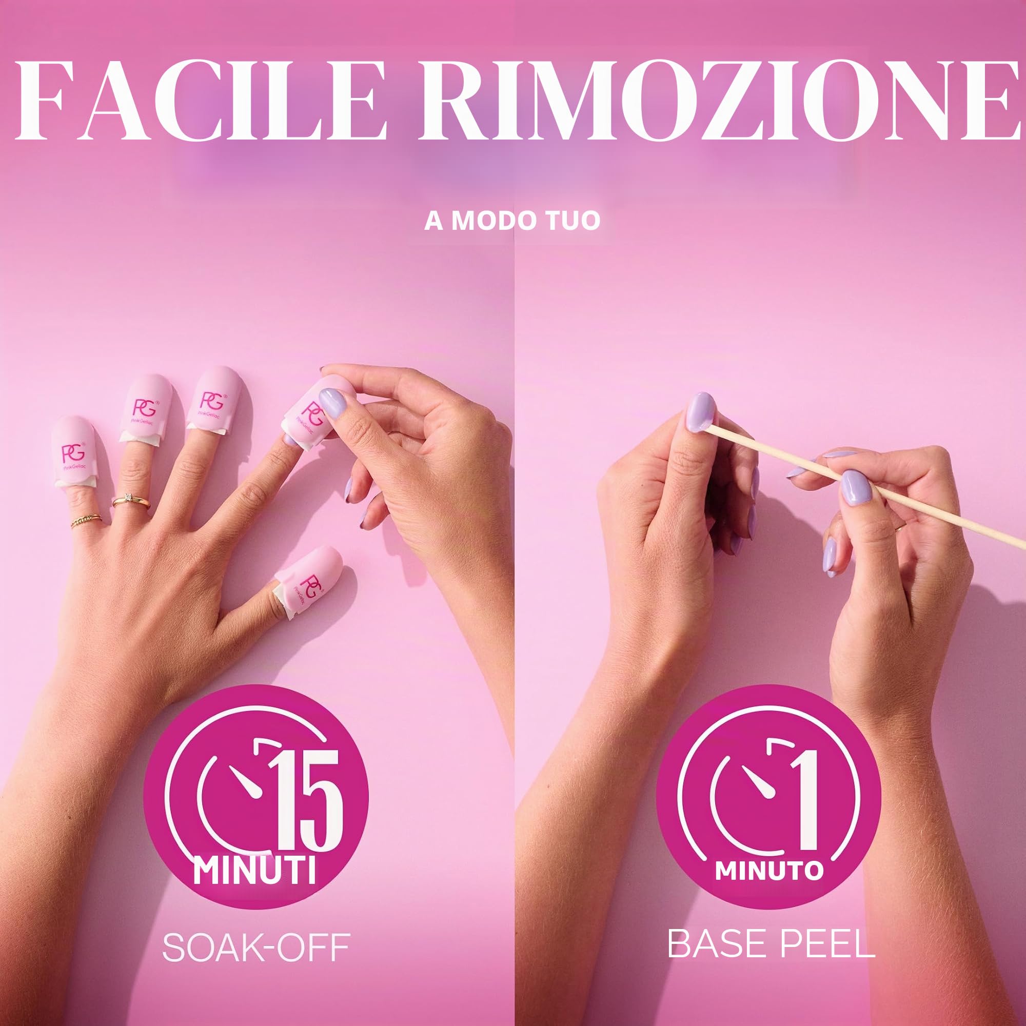 Pink Gellac Set per unghie in gel, set di smalti UV con lampada UV di alta qualità, rosa, 4 tonalità rosa da 15 ml, gel top coat e base coat, lima per unghie, solvente e detergente, unghie fai da te