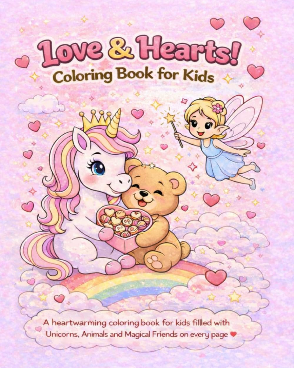 Love & Hearts! Coloring Book for Kids: A heartwarming coloring book for kids filled with Unicorns, Animals and Magical Friends!