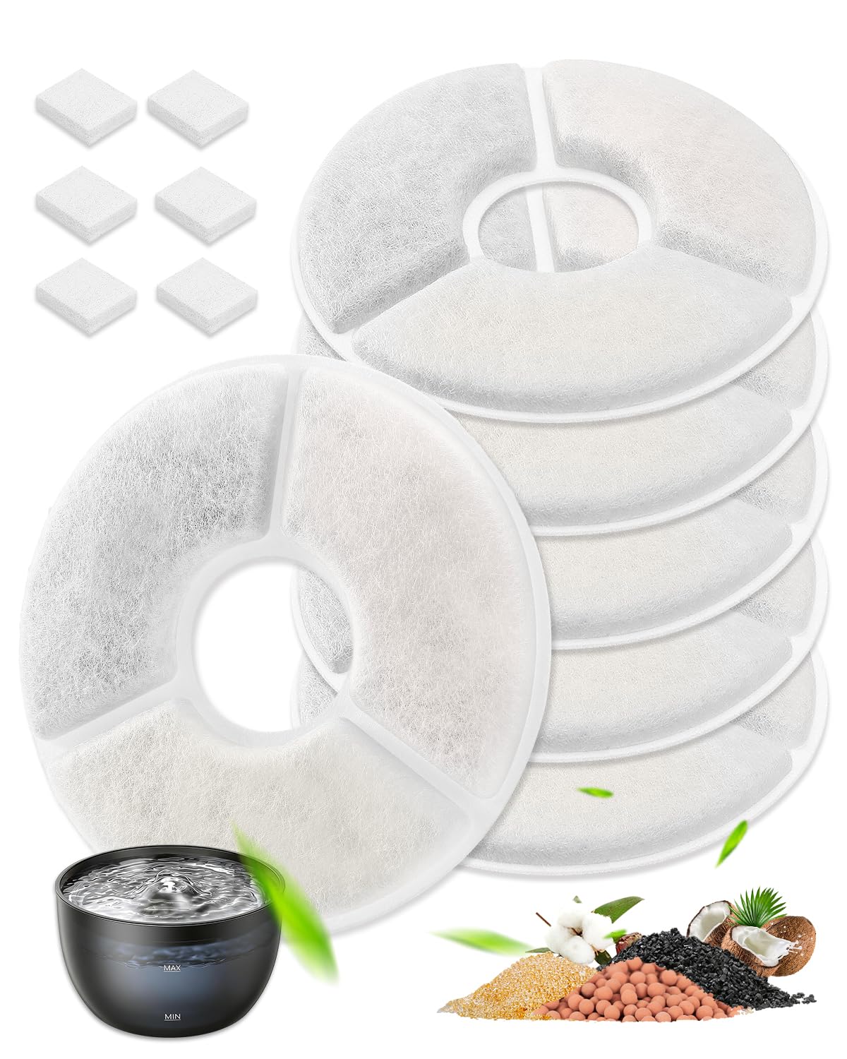 Cunina 猫給水器フィルター 互換品 FEELNEEDY用 FN-W23給水器用 フィルター 非純正 猫 犬 自動給水器交換用 ヤシ殻活性炭