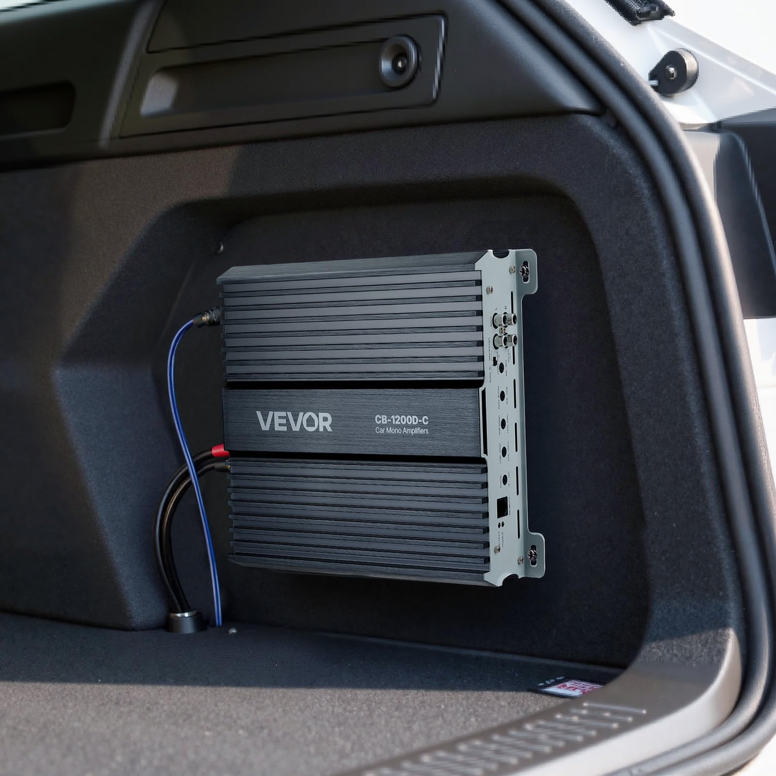 VEVOR Amplificador Monobloque a Coche 1200 W, RMS MÁX. 1/2/4 Ohmios, Clase D, con Control Remoto de Nivel Subwoofer, Filtro de Paso Bajo, Refuerzo de Graves, Cambio de Fase y Control de Volumen