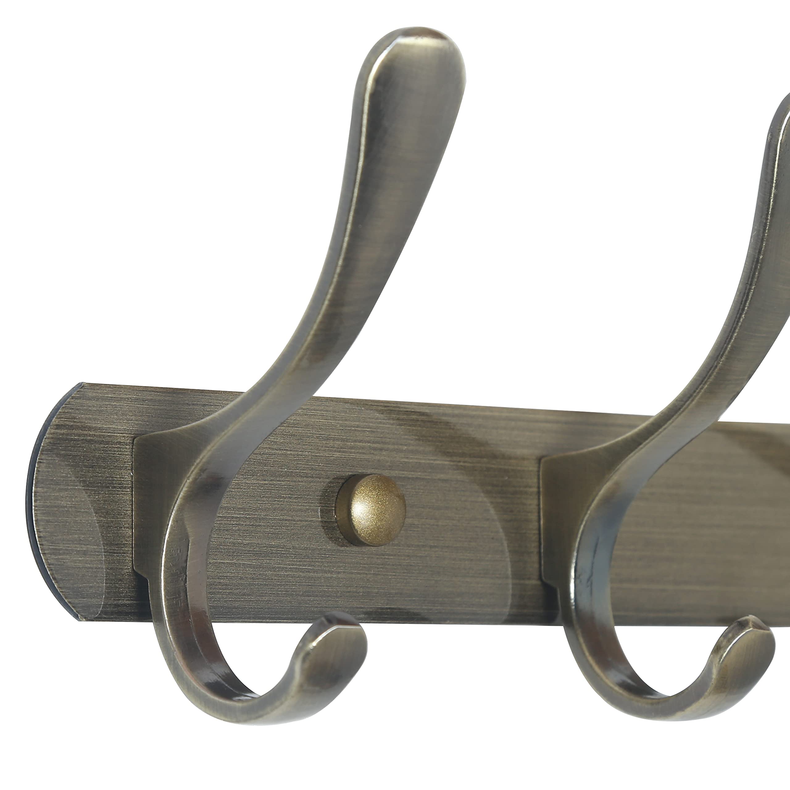 SKOLOO Appendiabiti da parete moderno con 5 ganci, confezione da 2, appendiabiti da parete in metallo per appendere cappotti, giacche, zaini, cappelli, appendiabiti da parete in bronzo