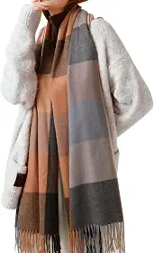 Cachecol feminino de inverno com sensação de caxemira, cachecóis grandes, grossos, macios, quentes, xadrez, cachecóis grossos