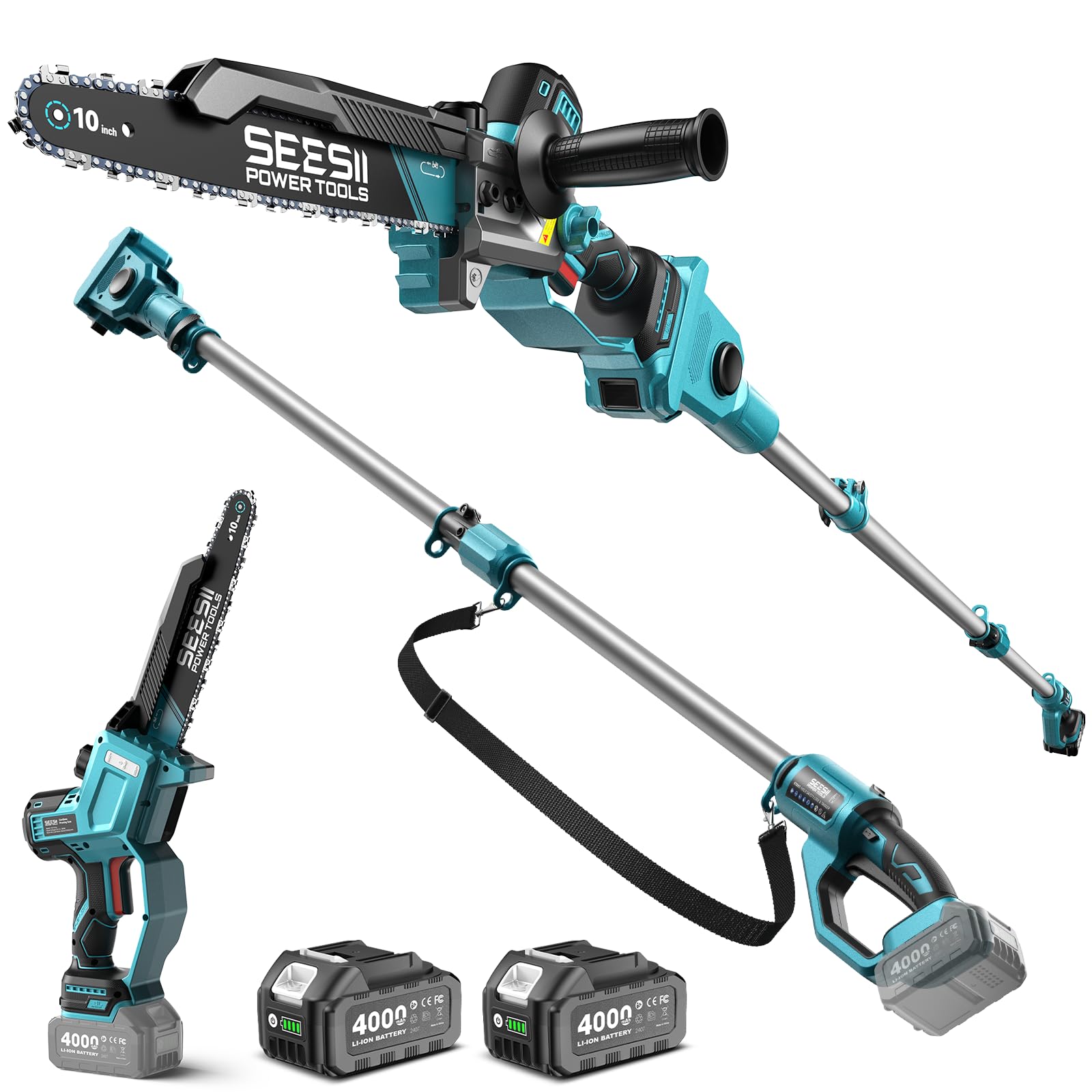 SEESII 10-Inch 2-in-1 Cordless Pole Saw