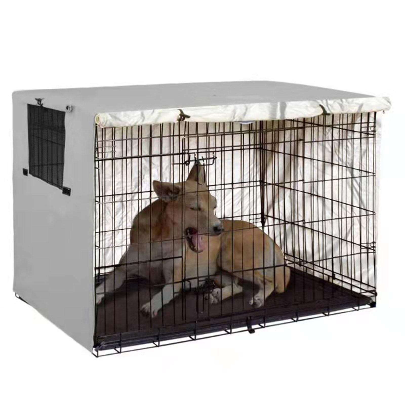 Hundebox Abdeckung Universell Wasserabweisend Winddicht Atmungsaktiv mit Fenster Und Reißverschluss für Hundekäfig Schutzhülle für Balkon Auto, 125cmx79cmx84cm