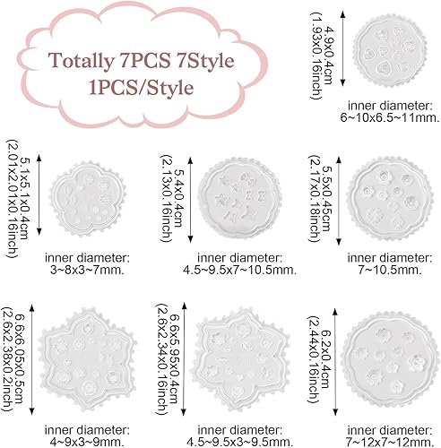 Miniatura 3 de Craftdady 6 moldes de silicona de cabujón de corazón de flores, lazo, hoja, estrella, mariposa, cuentas de resina, colgantes de fundición de