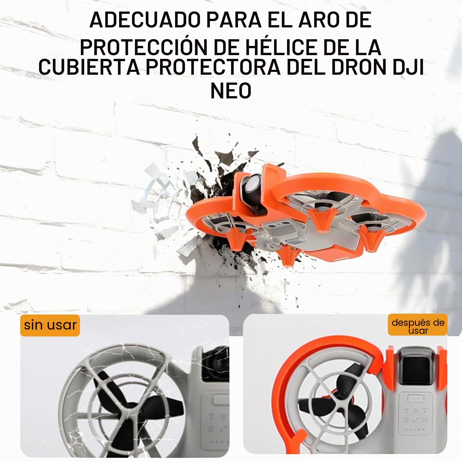Accesorio anticolisión para dji, 2 en 1 anticolisión + Protector de hélice para dron dji Neo, Protector de Parachoques para hélice dji Neo Accesorio (Naranja)